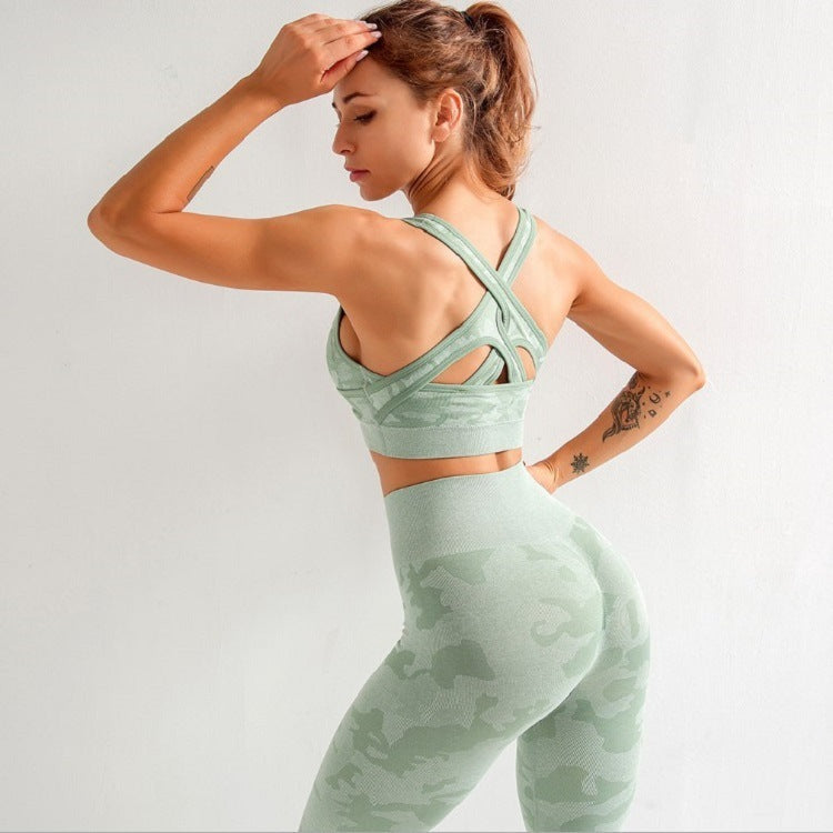 Print Fitness Bra And Pants Set - Mysticaltrend