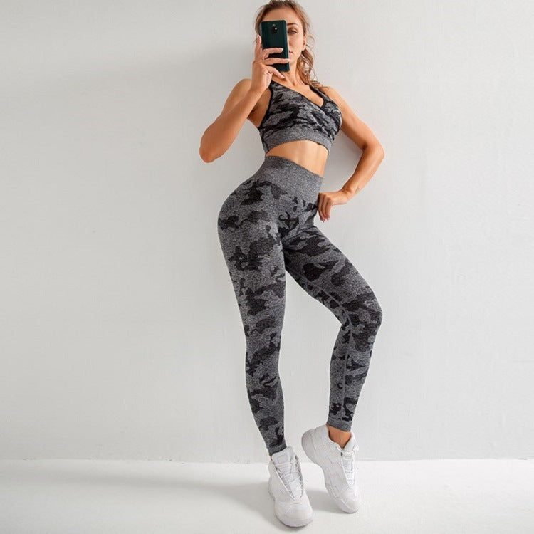 Print Fitness Bra And Pants Set - Mysticaltrend