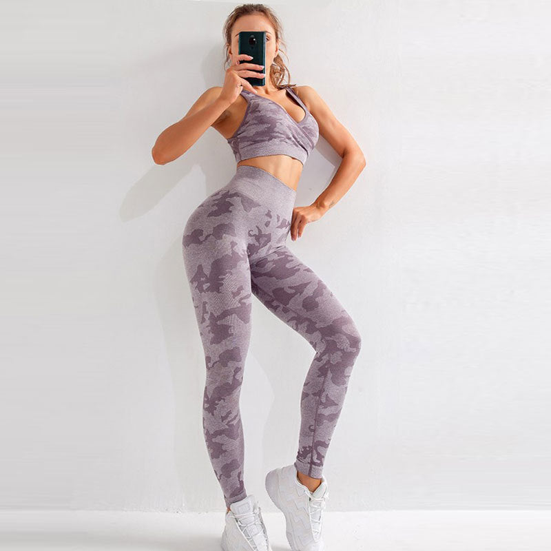 Print Fitness Bra And Pants Set - Mysticaltrend