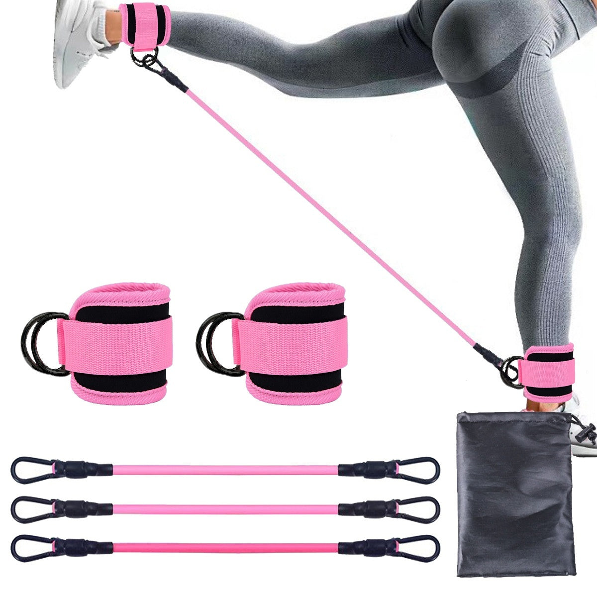 Ankle Strap Resistance Bands for Hip & Leg Strength – Elastic Fitness Pull Rope for Home, Yoga, Pilates, CrossFit & Gym Workouts