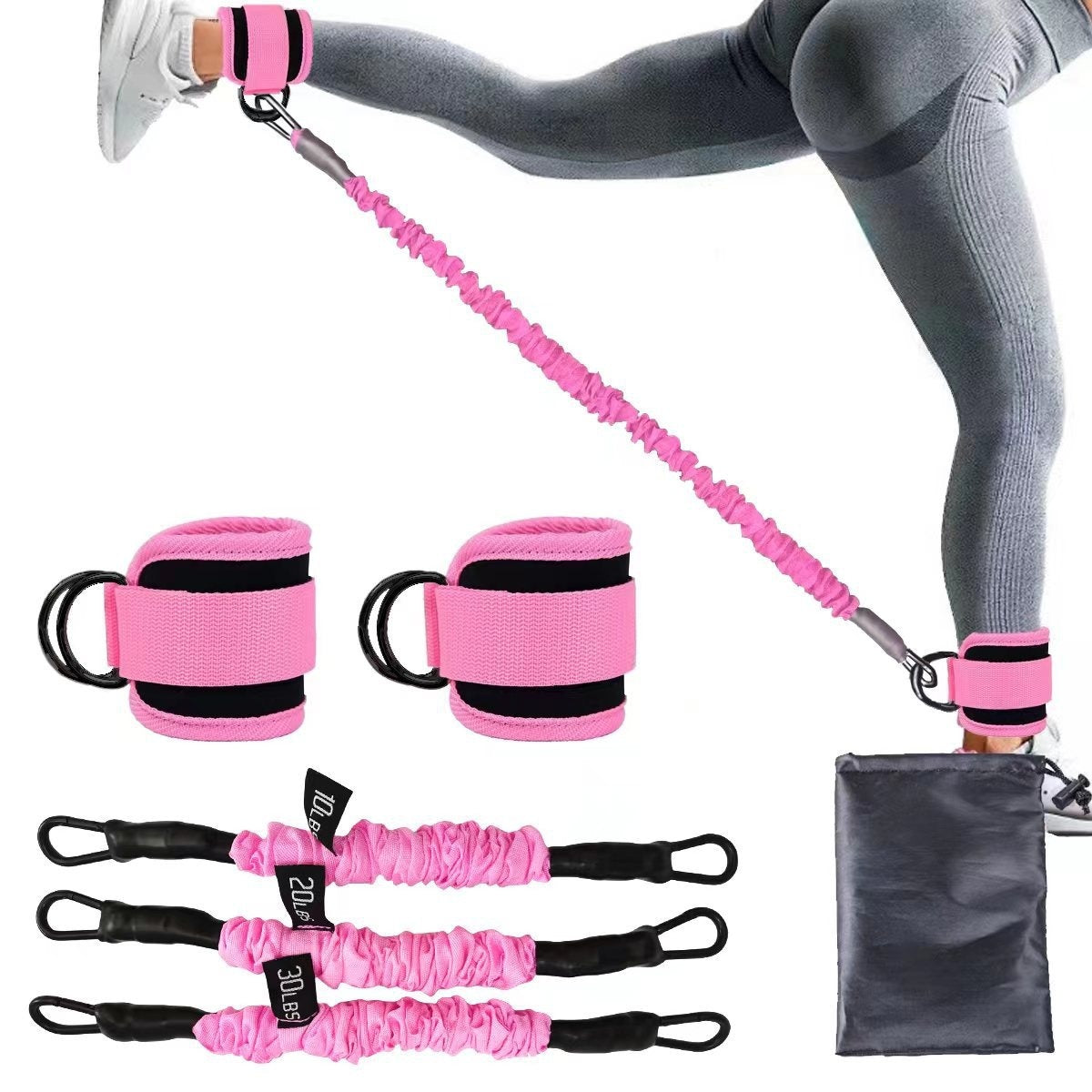 Ankle Strap Resistance Bands for Hip & Leg Strength – Elastic Fitness Pull Rope for Home, Yoga, Pilates, CrossFit & Gym Workouts