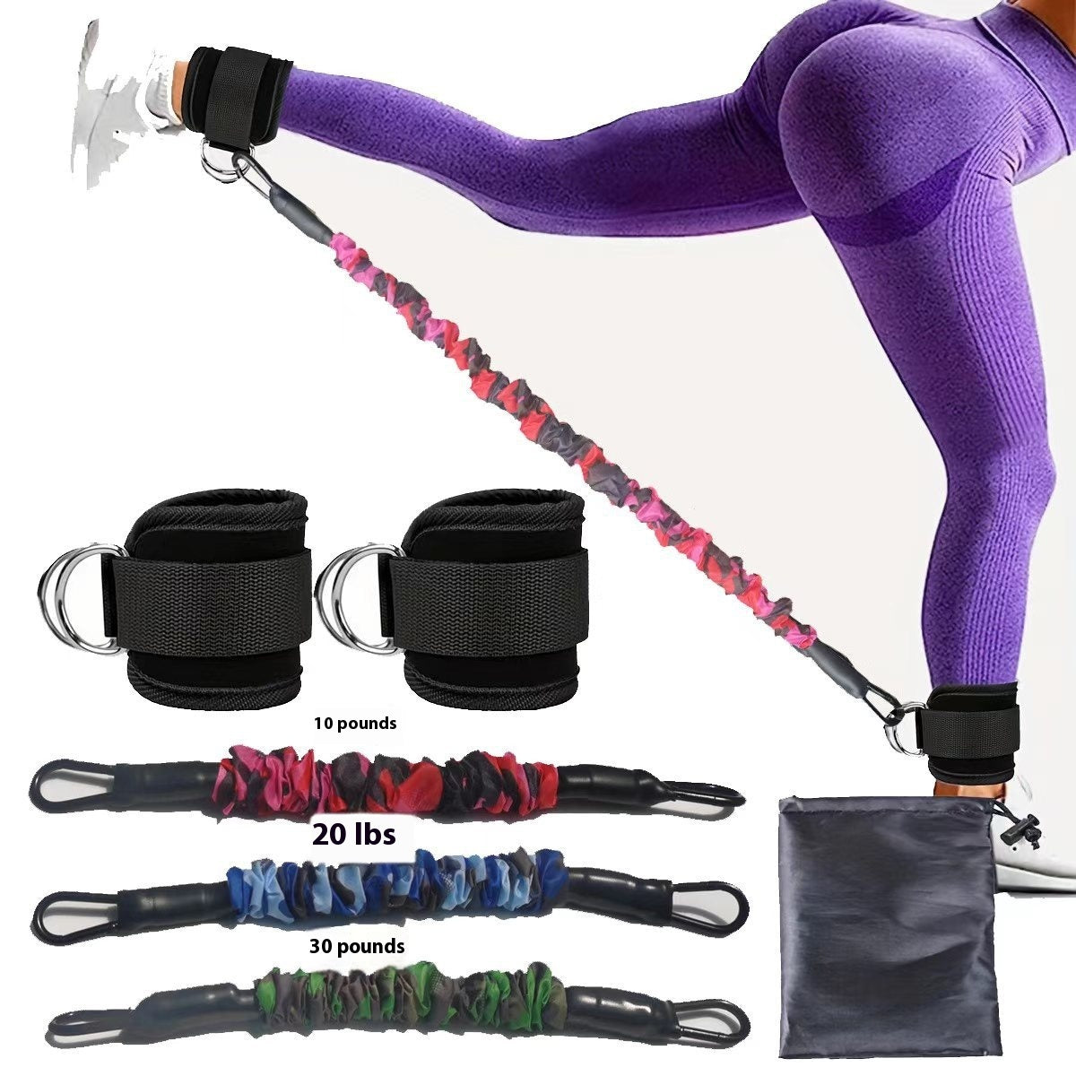 Ankle Strap Resistance Bands for Hip & Leg Strength – Elastic Fitness Pull Rope for Home, Yoga, Pilates, CrossFit & Gym Workouts