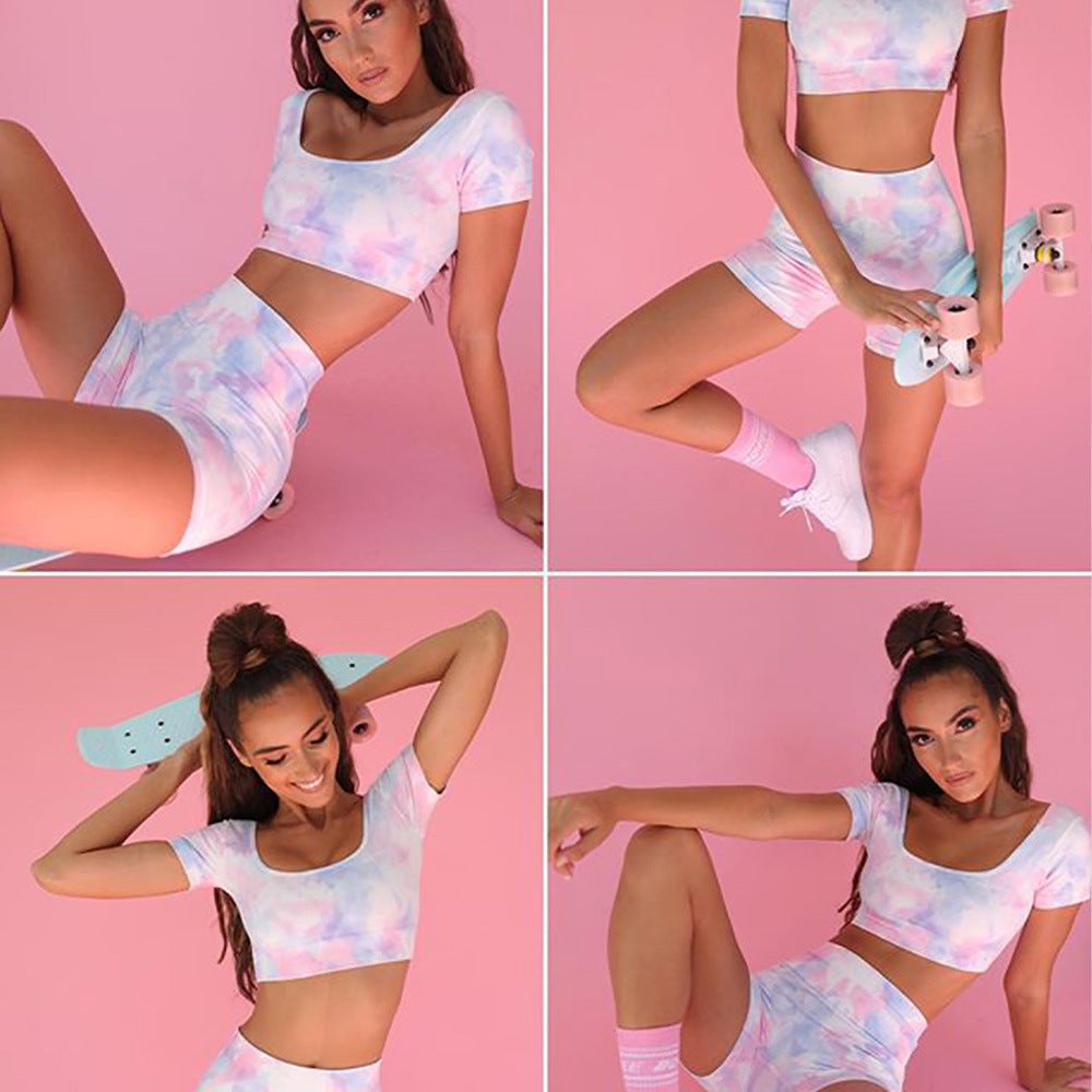 Digital Print Shorts Yoga Set